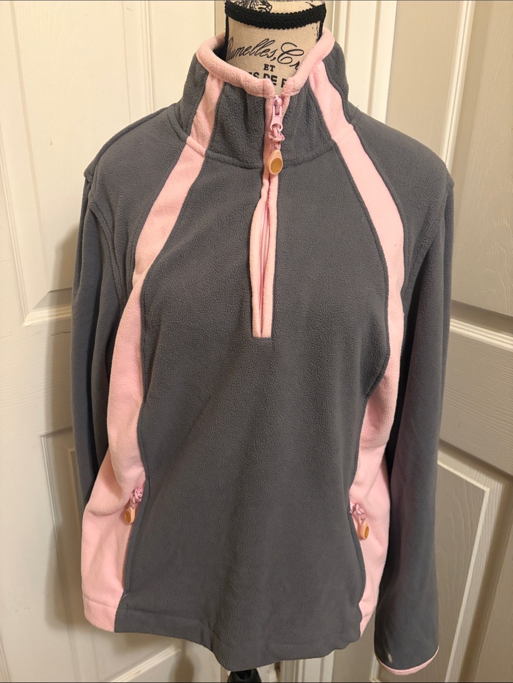 Athletech Gray and Light Pink Fleece Zip Pullover